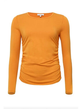 NWT Anatomie Milly Ruched Long Sleeve Top in tangerine in large retails $178